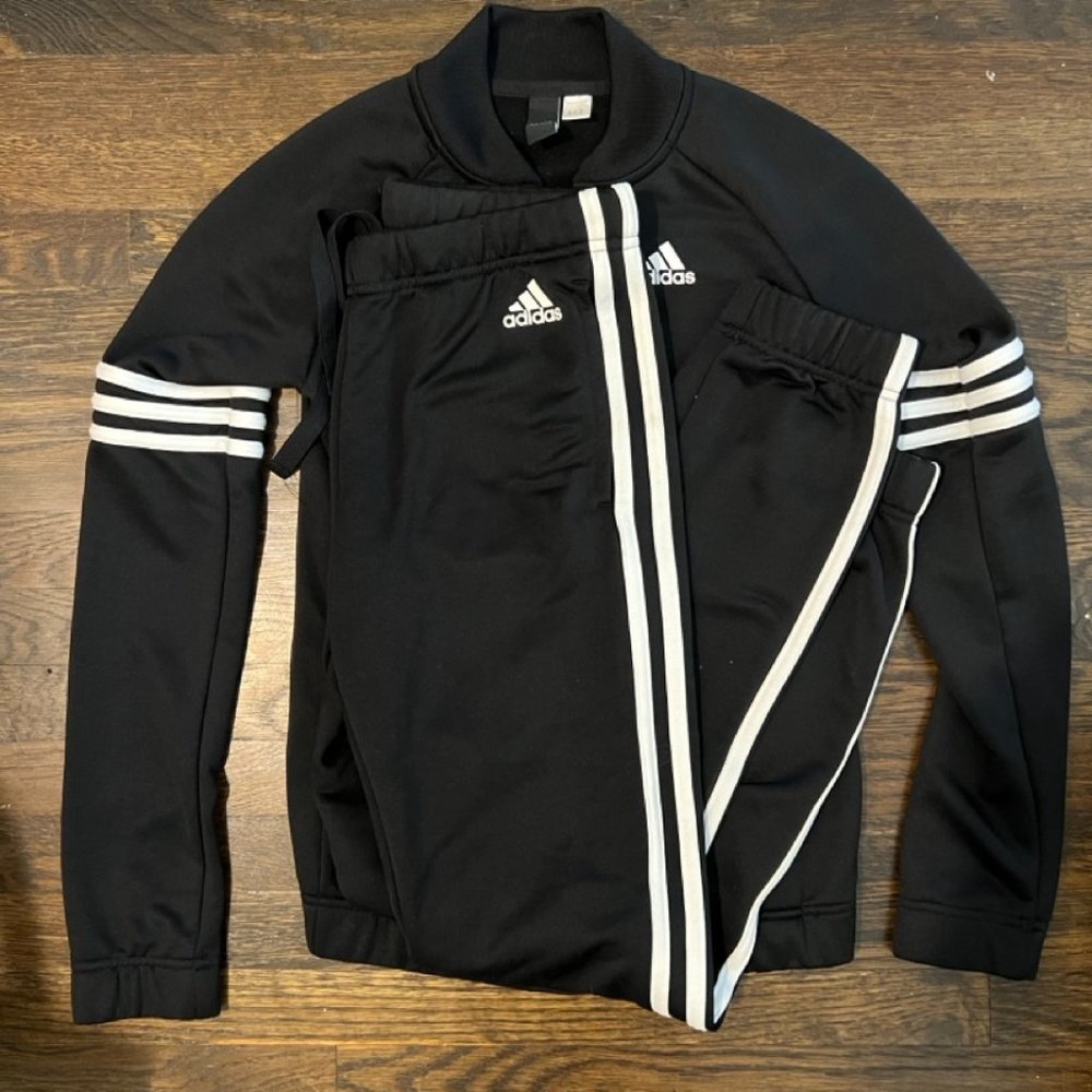 Black adidas 3 Stripe Tracksuit